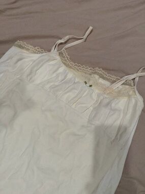 Ruby Moon 100% Cotton Women’s Cream/White Lace-Trim Cami Slip